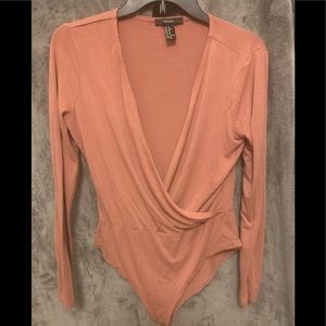 Rose pink surplice bodysuit